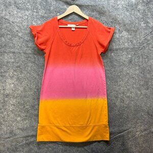 Diane Von Furstenberg Dress Womens 8 Orange Pink T Shirt Casual Sundress Ombre